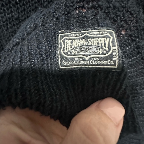 Ralph Lauren Denim & Supply Cotton/Linen Blend Knit Black Cardigan Size XL - Picture 3 of 6